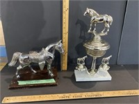 A Pair of Vintage Horse Trophies - One has a