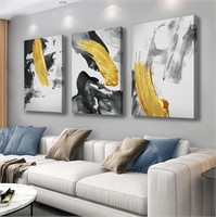 3 Pc Abstract Black and Gold Canvas printing