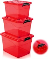 Pinkunn 3 Pcs Stackable Storage Container w/Wheels