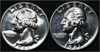 (2) 1961 Proof Washington Quarter