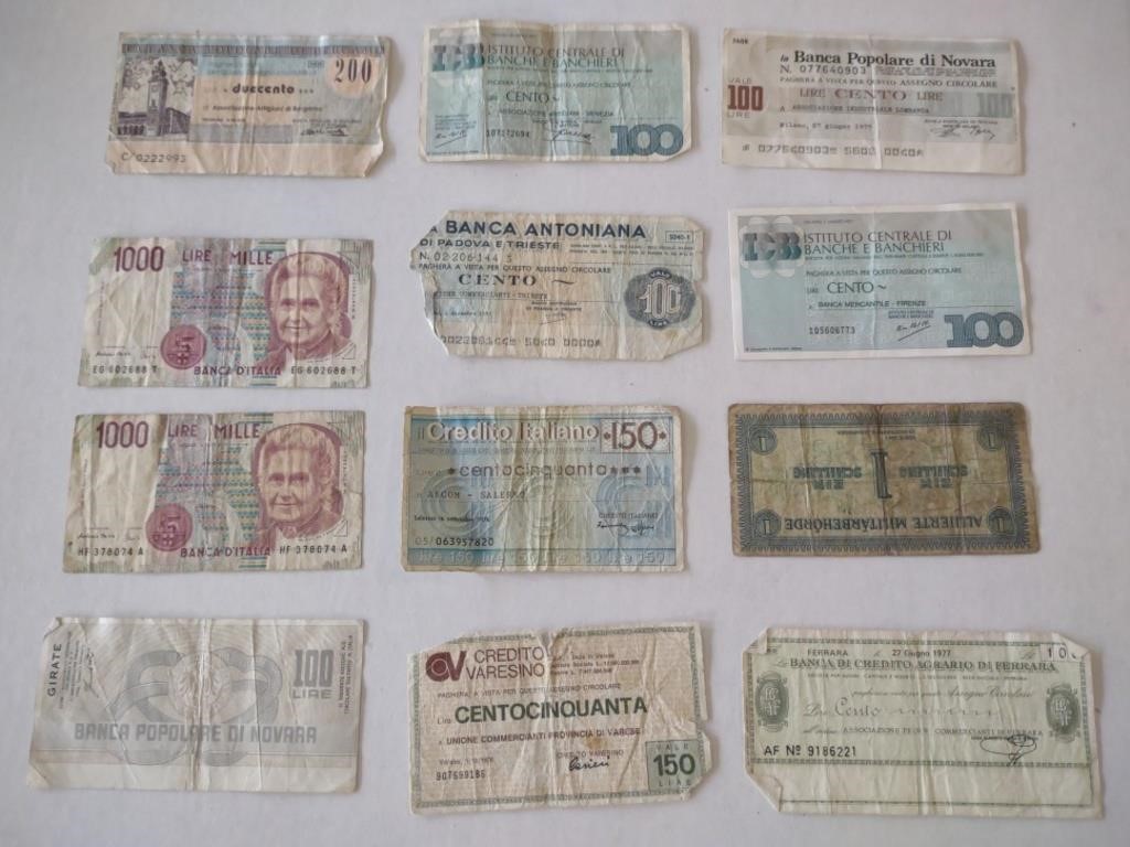 Vtg. 1900's Italian Bank Notes Incl. Banca