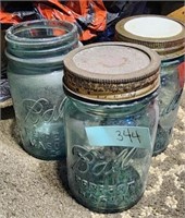 3 BLUE COLORED BALL JARS