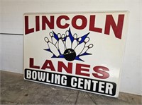 Lincoln Lanes Bowling Center Plastic Sign x2