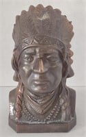 Bronze Native American Head Bank (4.5" Tall)