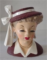 Brown Lucille Ball Lady Head Vase (5.5" Tall)