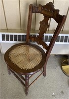Wooden Rattan Chair, 18x16x34in