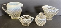 Fenton Hobnail Opalescent Creamer and Sugar