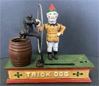 Cast Iron Trick Dog Coin Bank, 8x7in
