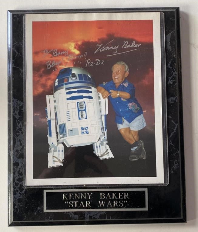 *Signed* Star Wars Kenny Baker Plaque, 11” x 13”