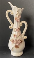 Unmarked Floral Ceramic Vase, 13”
