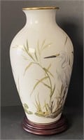 Franklin Porcelain Marshland Bird Vase w/ Wood