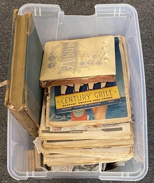 Tote of Vtg. Newspapers, Photo Album, London A