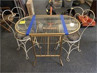 Glass Top Ice Cream Parlor Table with 2 Chairs,