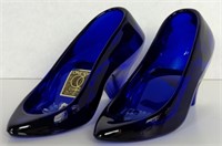 Vtg Oneida Crystal Cobalt Blue Shoe's w/ Lable 5