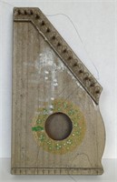 Vtg Jr Zither Metal/Wooden Lamp Harp