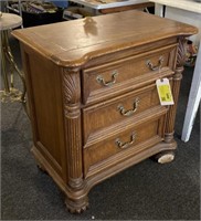 Wooden 3 Drawer Nightstand, 28x16x30in