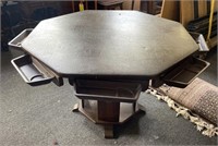 Vinyl Top Octagonal Card Table with Cupholders,