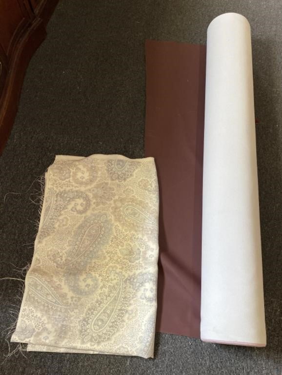 Roll of Stretchy Vinyl Fabric and Paisley Fabric