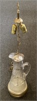 Floral Etched Glass Pitcher Table Lamp, 30in