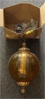 Amber Glass Globe Hanging Light Fixture, 18in