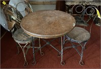 Wooden and Wrought Iron Ice Cream Parlor Table