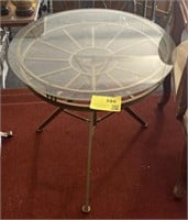Glass Top Metal Patio Table, 21x22in