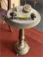 Brass and Marble Rotary Telephone Table, 26in