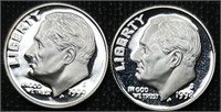 1998 & 1999 90% Silver Proof Roosevelt Dimes