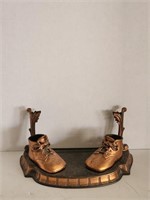 Vtg Bronze Baby Shoes w/Picture Frame Holder