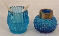 Cobalt Blue Glass Perfume Bottle (2" Tall) &