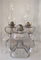 Vtg. Glass Pedestal Oil Lamps (10" - 19" Tall)