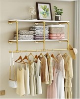 Gold Metal Wall Mounted Clothes Rack