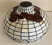 Vtg. Tiffany Style Stain Glass Chandelier Shade