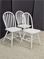 3 OVERPAINTED CHAIRS - 36.5" T X 17" W X 17" D