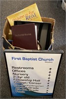 Assorted Books, Baptist Hymnal, Kids Shoes and