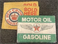 Texaco & Red Crown Gas Tin Signs, 16” x 1’