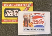 Pepsi Cola Tin Signs, 16” x 1’