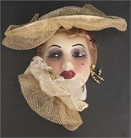 Ceramic Mask of Woman, 8” *Hat Not Attached