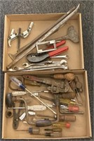 Various Tools Incl. Pipe Wrench, Screwdrivers,