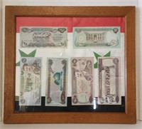 Sadam Hussain Iraq Paper Money In Frame (17"×19")