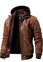 FLAVOR Men's Removable Hoodie Real Leather Jacket