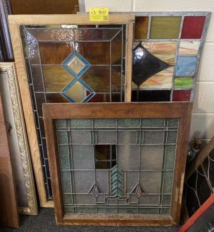 Stained Glass Windows, largest 22x43in
(Bidding