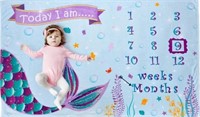 WERNNSAI Mermaid Baby Milestone Blanket