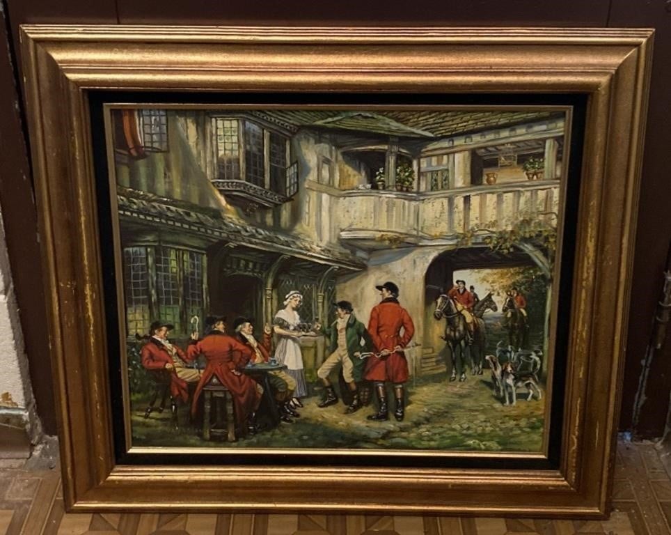 Framed British Soldiers At The Tavern Oil