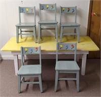 Wooden Children's Table (60"×29"×20") w/ 5 Chairs