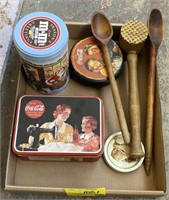 Coca Cola and M&M Tins and Midcentury Spoons