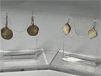 2x Pairs Of Fossilized Walrus Ivory Earrings