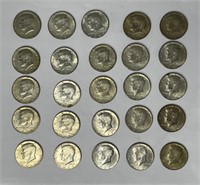 25x 1965-1970 Kennedy Half-Dollars 40% Silver