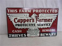 Vintage Capper's Protective Service Tin Sign