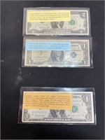 Trio Of US Bills Silver Certificate; Barr Note;